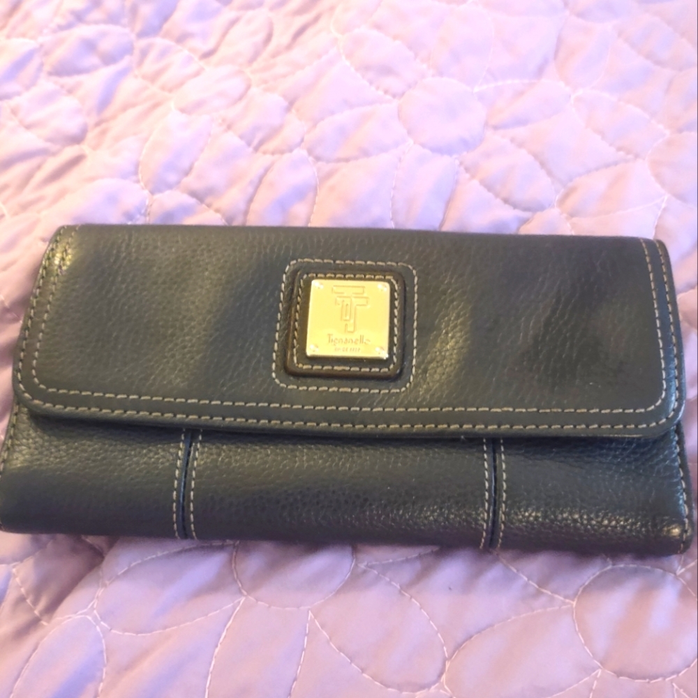 TIGNANELLO Navy Pebbled Leather Wallet
